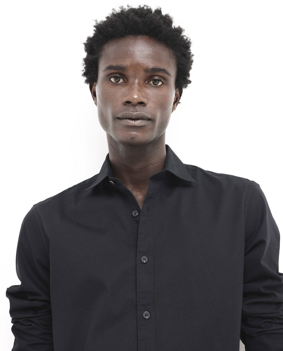 Rare Rabbit Men's Arlet Black Cotton Plain Regular Fit Full Sleeve Spread Collar Shirt