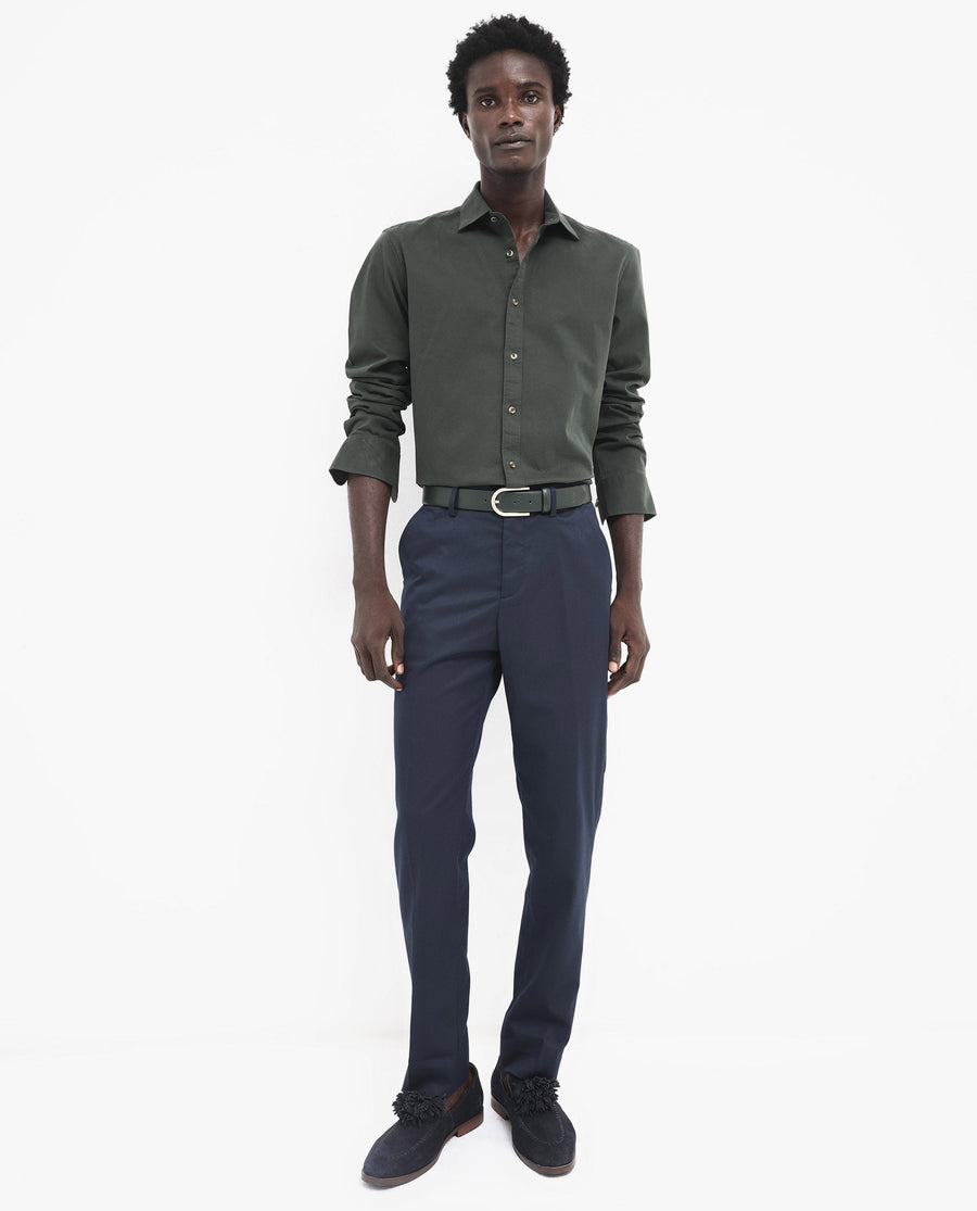 Rare Rabbit Men's Arlet Dark Green Cotton Plain Regular Fit Full Sleeve Collared Shirt