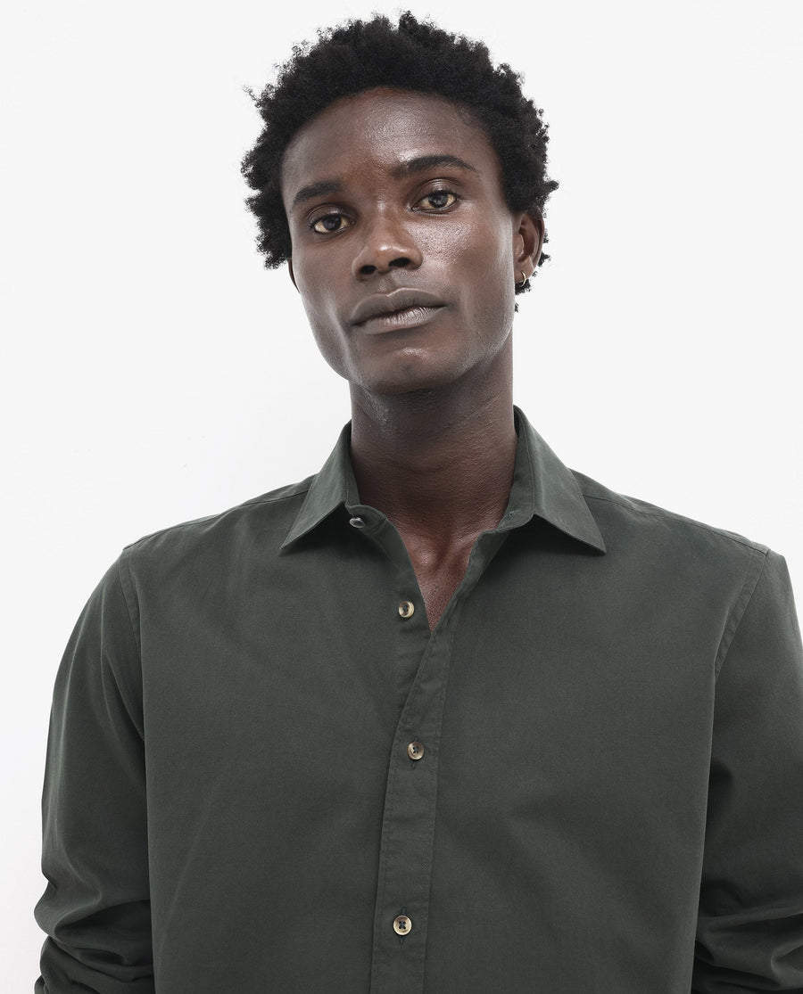 Rare Rabbit Men's Arlet Dark Green Cotton Plain Regular Fit Full Sleeve Collared Shirt