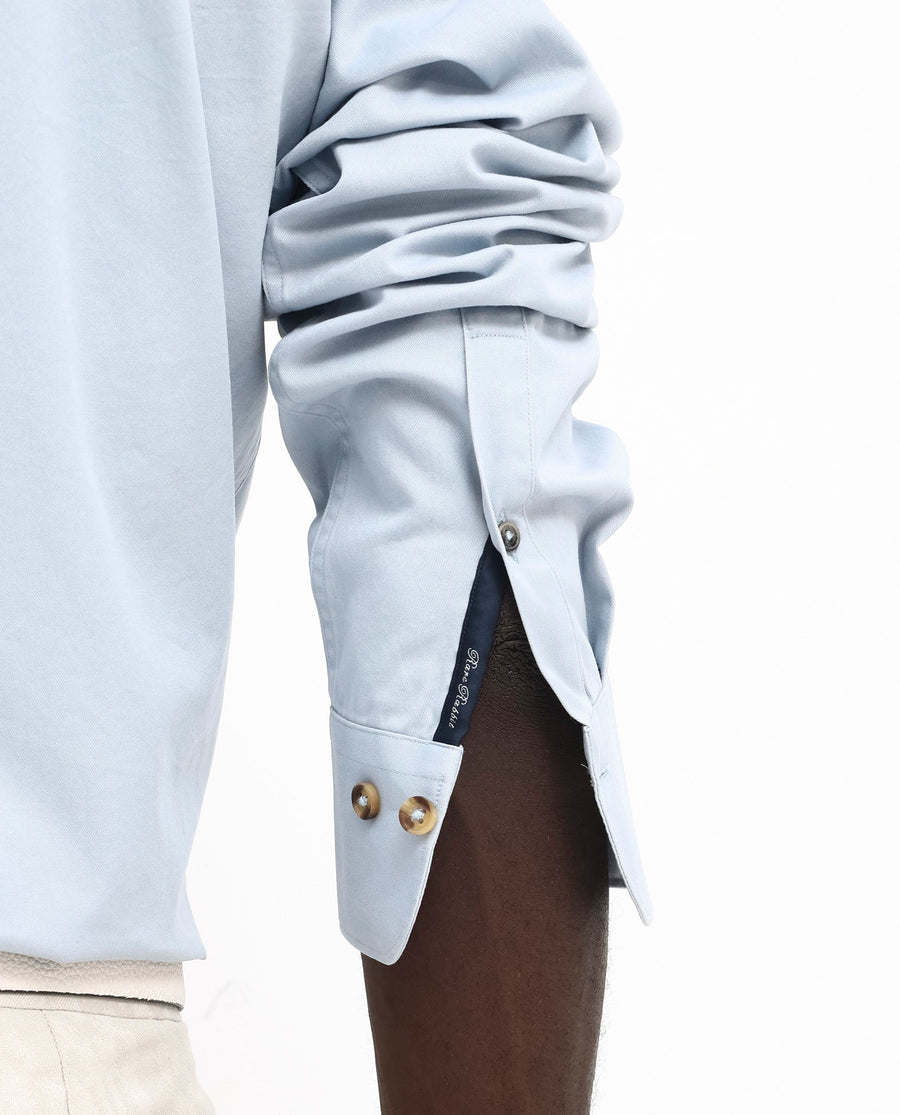 Rare Rabbit Men's Arlet Light Blue Cotton Plain Regular Fit Full Sleeve Collared Shirt