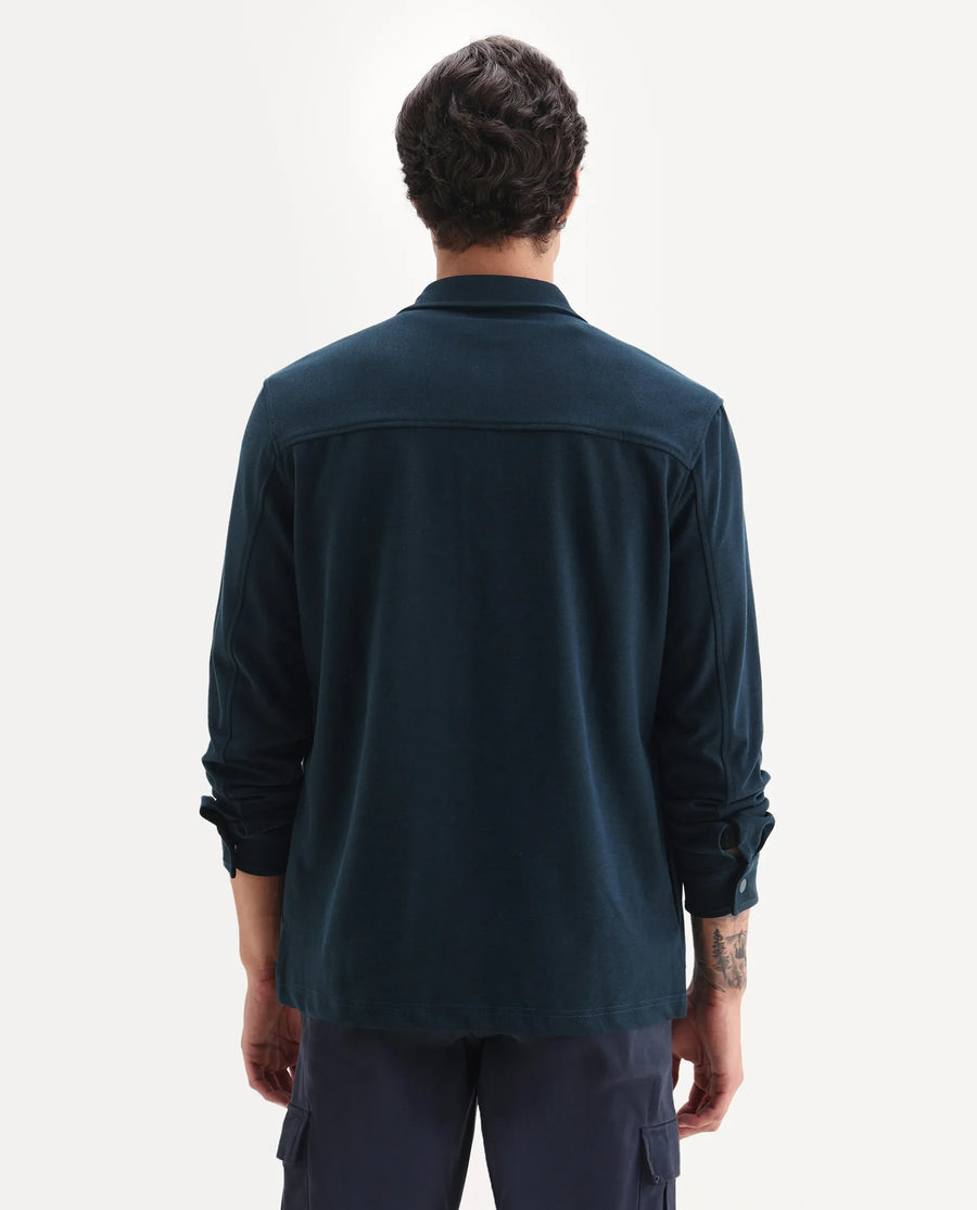 Rare Rabbit Men's Arlington-25 Teal Polyester Blend Fabric Collared Neck Regular Fit Plain Jacket
