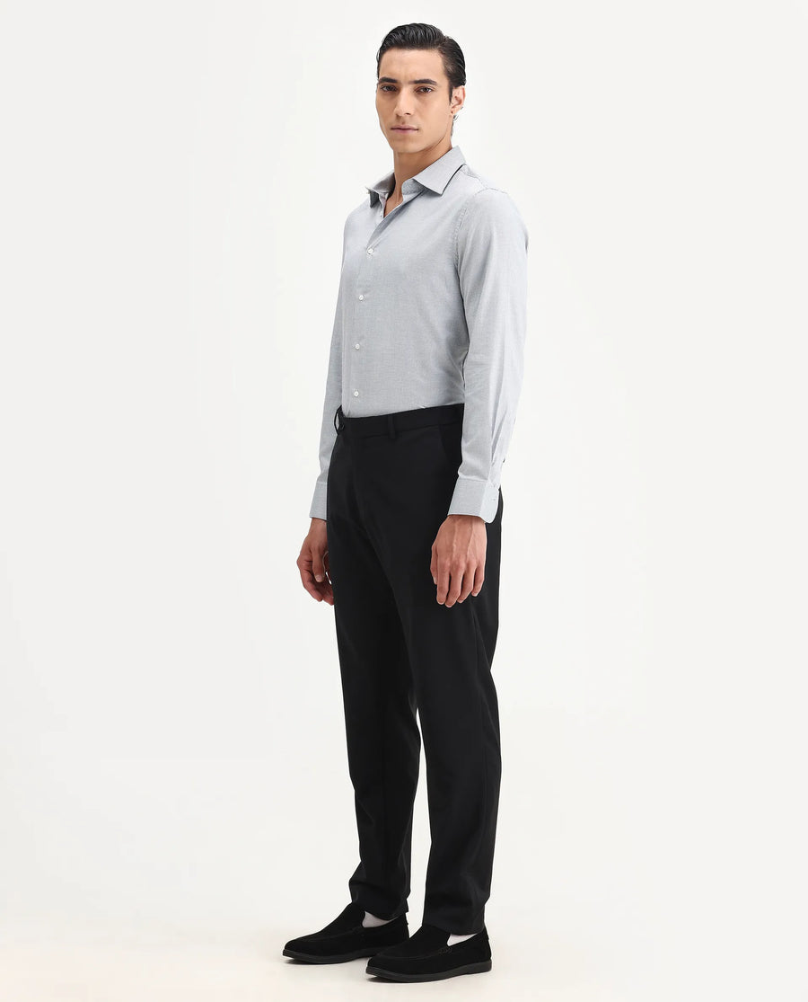 Rare Rabbit Men's Arlo-B Black Cotton Plain Slim Fit Full Sleeve Lapel Neck Suits