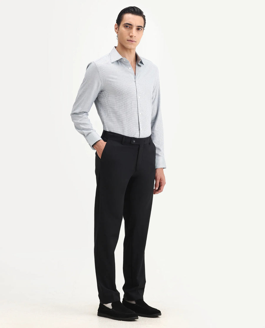 Rare Rabbit Men's Arlo-B Black Cotton Plain Slim Fit Full Sleeve Lapel Neck Suits