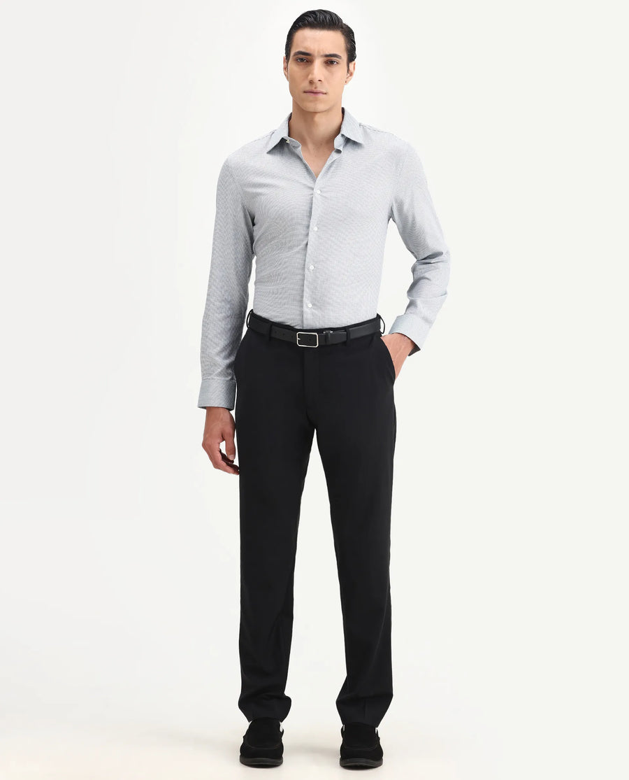 Rare Rabbit Men's Arlo-B Black Cotton Plain Slim Fit Full Sleeve Lapel Neck Suits