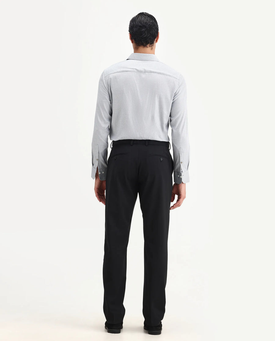 Rare Rabbit Men's Arlo-B Black Cotton Plain Slim Fit Full Sleeve Lapel Neck Suits
