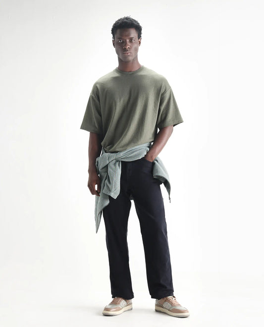 Rare Rabbit Men's Arni Navy Cotton Plain Carpenter Fit Jeans