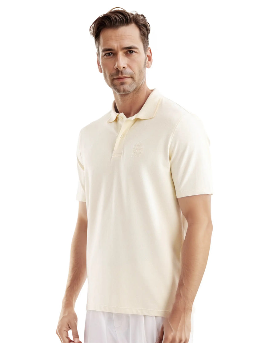 Rare Rabbit Men's Aroe Pastel Yellow Lycra Plain Regular Fit Half Sleeve Polo