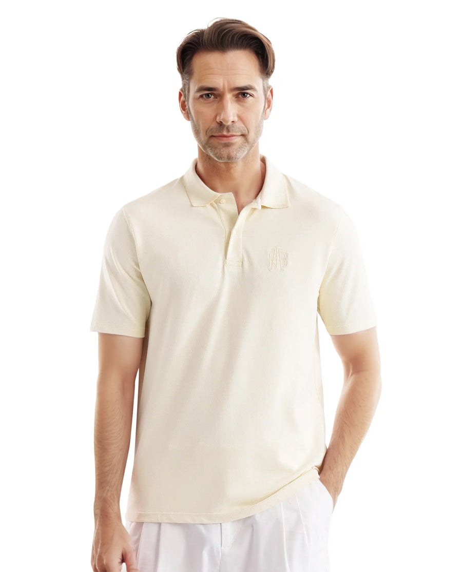 Rare Rabbit Men's Aroe Pastel Yellow Lycra Plain Regular Fit Half Sleeve Polo