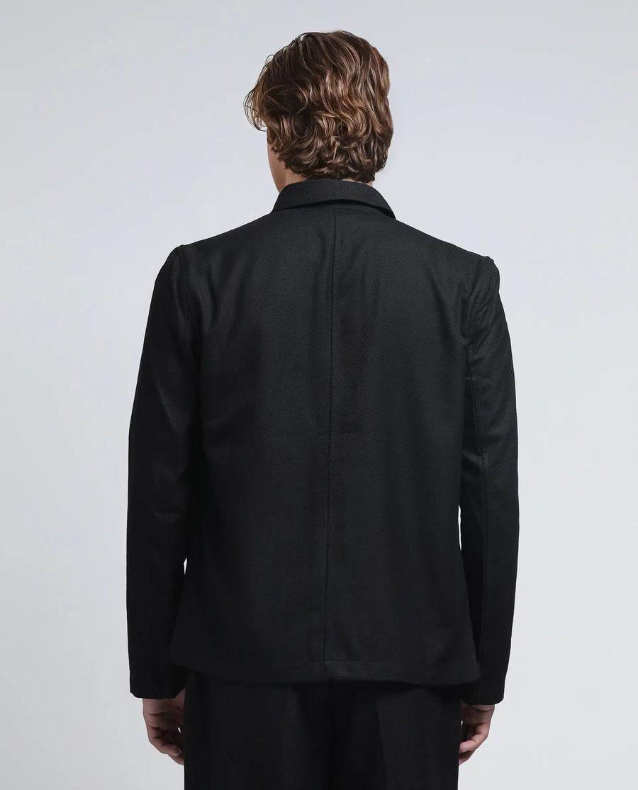 Rare Rabbit Men's Aront Black Polyester Plain Relaxed Fit Full Sleeve Spread Collar Jacket
