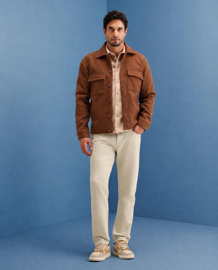 Rare Rabbit Men's Arvi B Beige Cotton Fabric Shank And Zipper Kurt Carrot Plain Jeans
