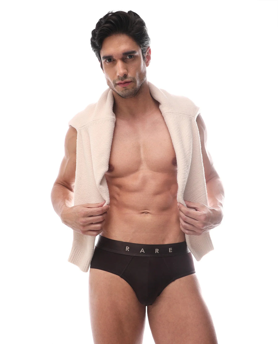Rare Rabbit Men's Asit Brown Soft Nylon Blend Stretch Briefs