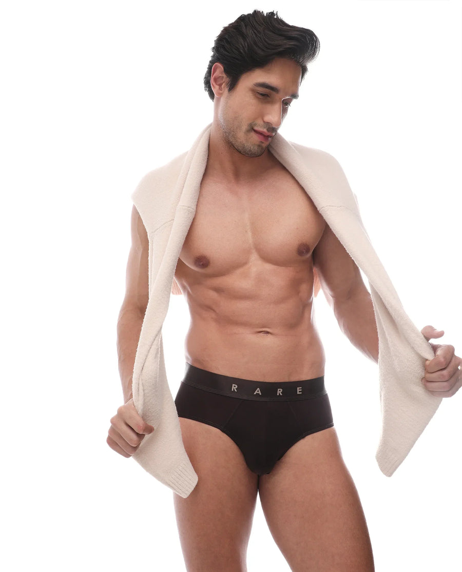 Rare Rabbit Men's Asit Brown Soft Nylon Blend Stretch Briefs