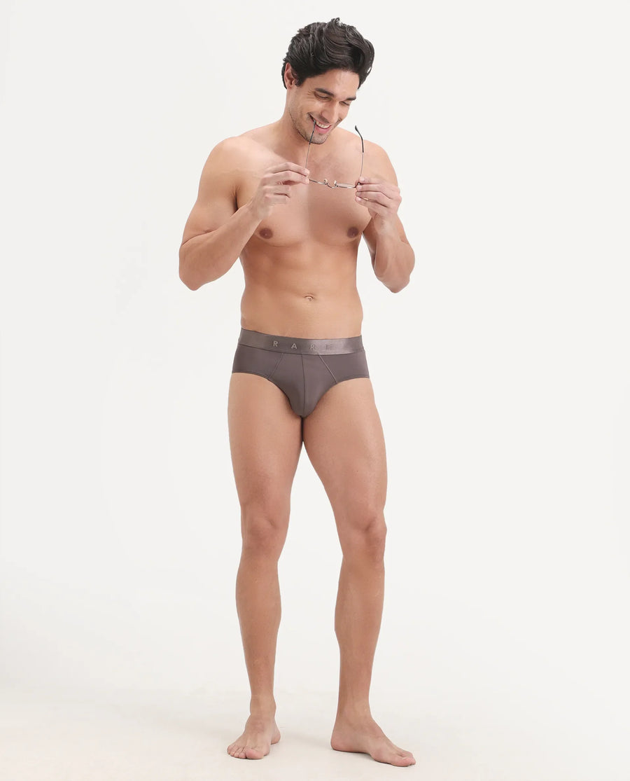 Rare Rabbit Men's Asit Dusky Pink Soft Nylon Blend Stretch Briefs