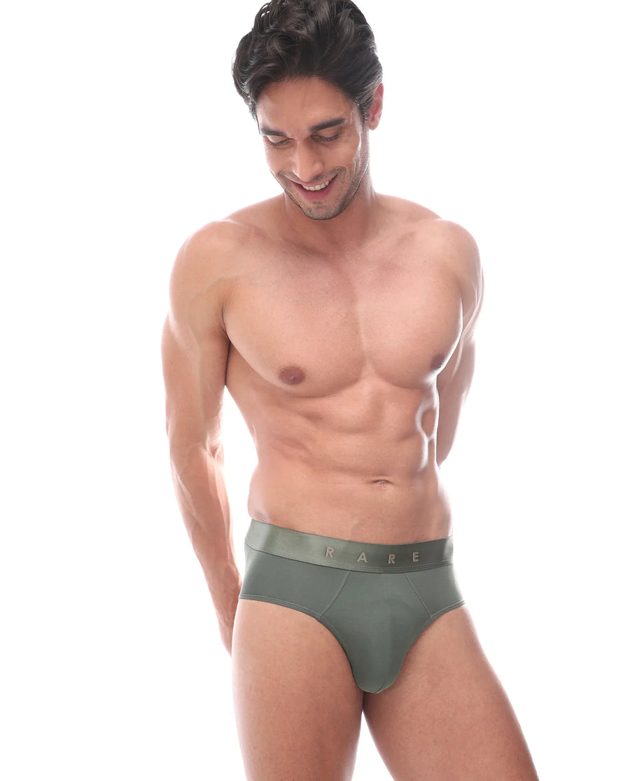 Rare Rabbit Men's Asit Green Soft Nylon Blend Stretch Briefs