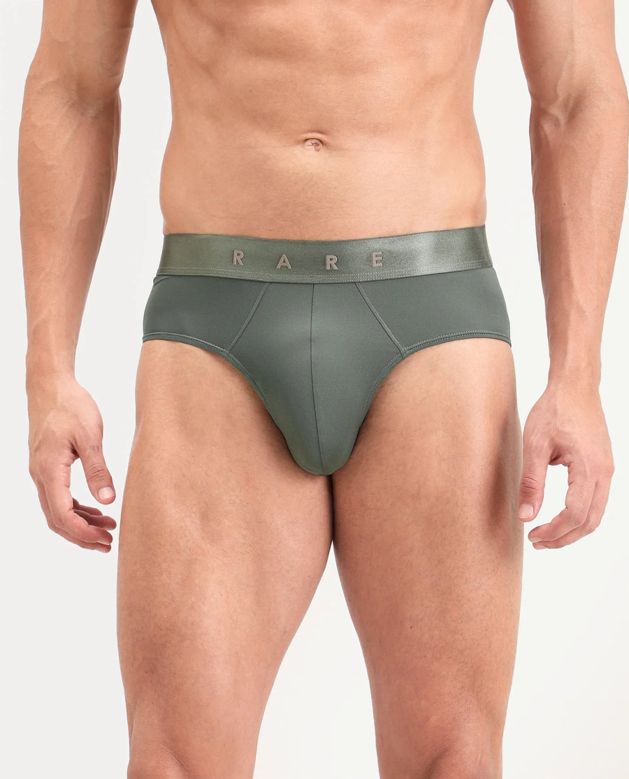 Rare Rabbit Men's Asit Green Soft Nylon Blend Stretch Briefs