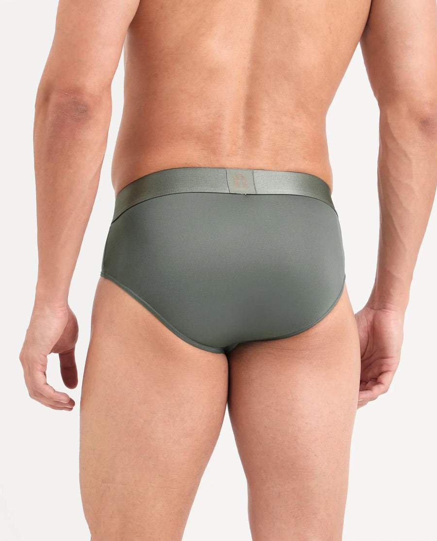 Rare Rabbit Men's Asit Green Soft Nylon Blend Stretch Briefs