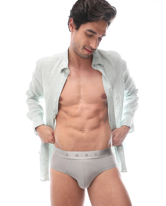 Rare Rabbit Men's Asit Grey Soft Nylon Blend Stretch Briefs