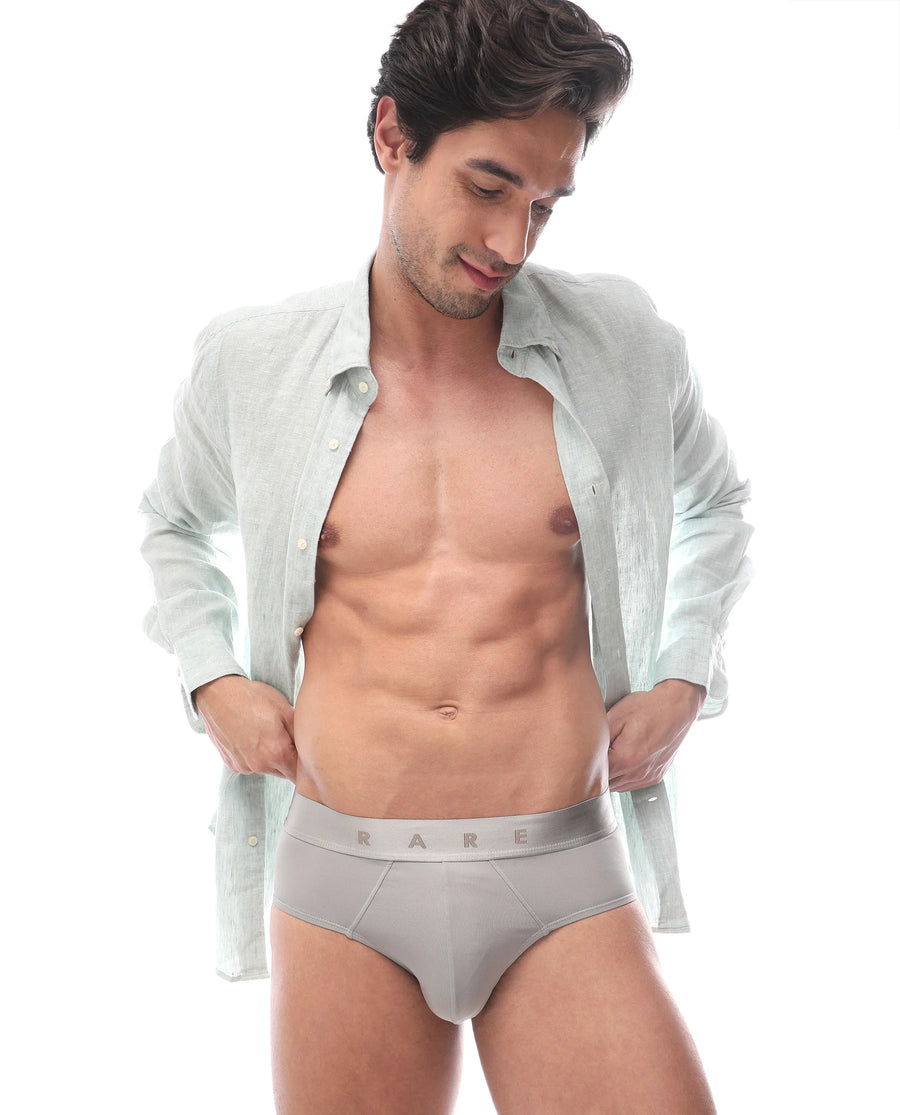 Rare Rabbit Men's Asit Grey Soft Nylon Blend Stretch Briefs