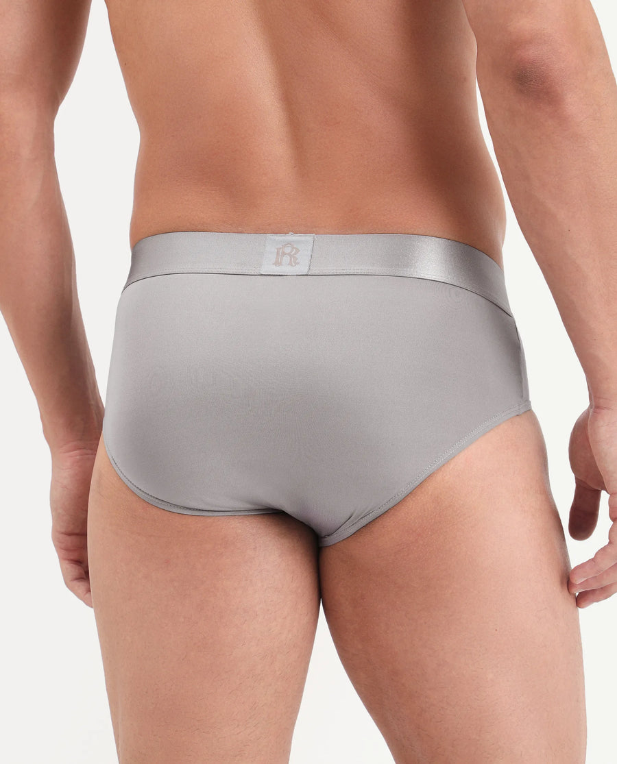 Rare Rabbit Men's Asit Grey Soft Nylon Blend Stretch Briefs
