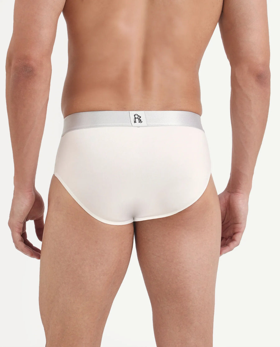 Rare Rabbit Men's Asit Off White Soft Nylon Blend Stretch Briefs