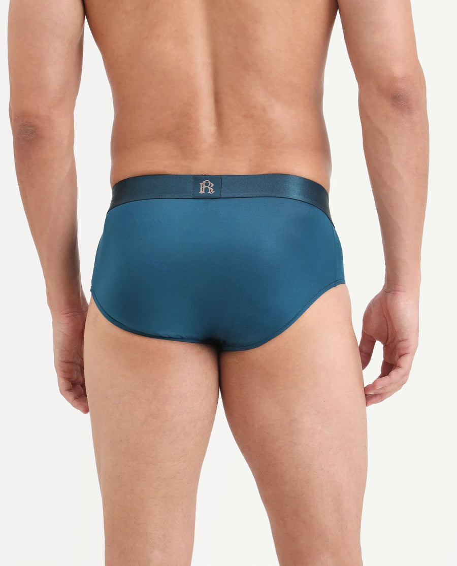 Rare Rabbit Men's Asit Petrol Soft Nylon Blend Stretch Briefs