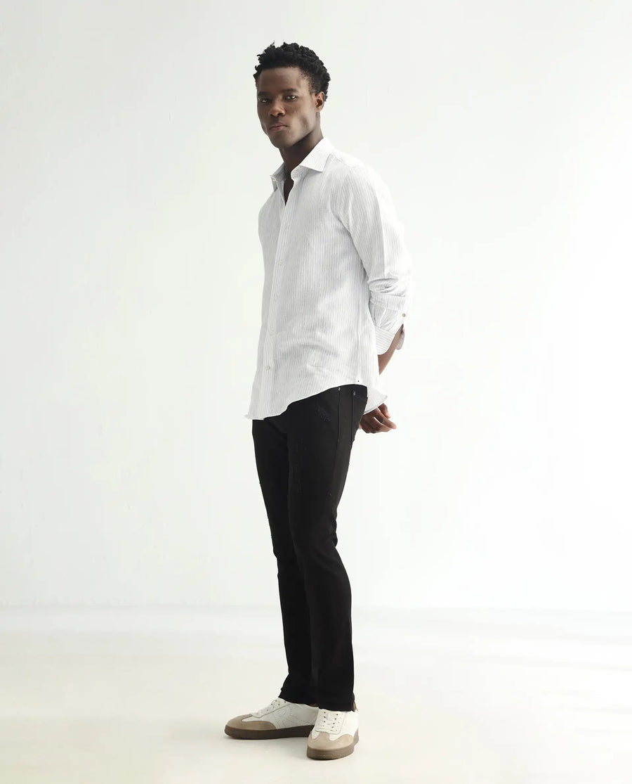 Rare Rabbit Men's Astred Black Cotton Plain Hawk Slim Fit Jeans