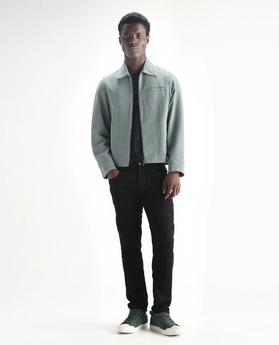 Rare Rabbit Men's Astro Black Cotton Blend Plain Hawk Slim Fit Jeans