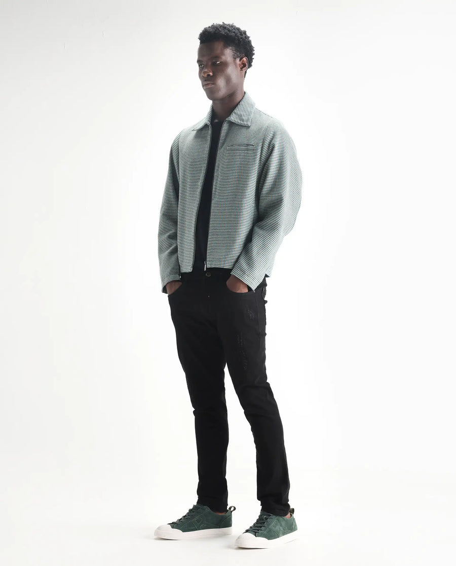 Rare Rabbit Men's Astro Black Cotton Blend Plain Hawk Slim Fit Jeans