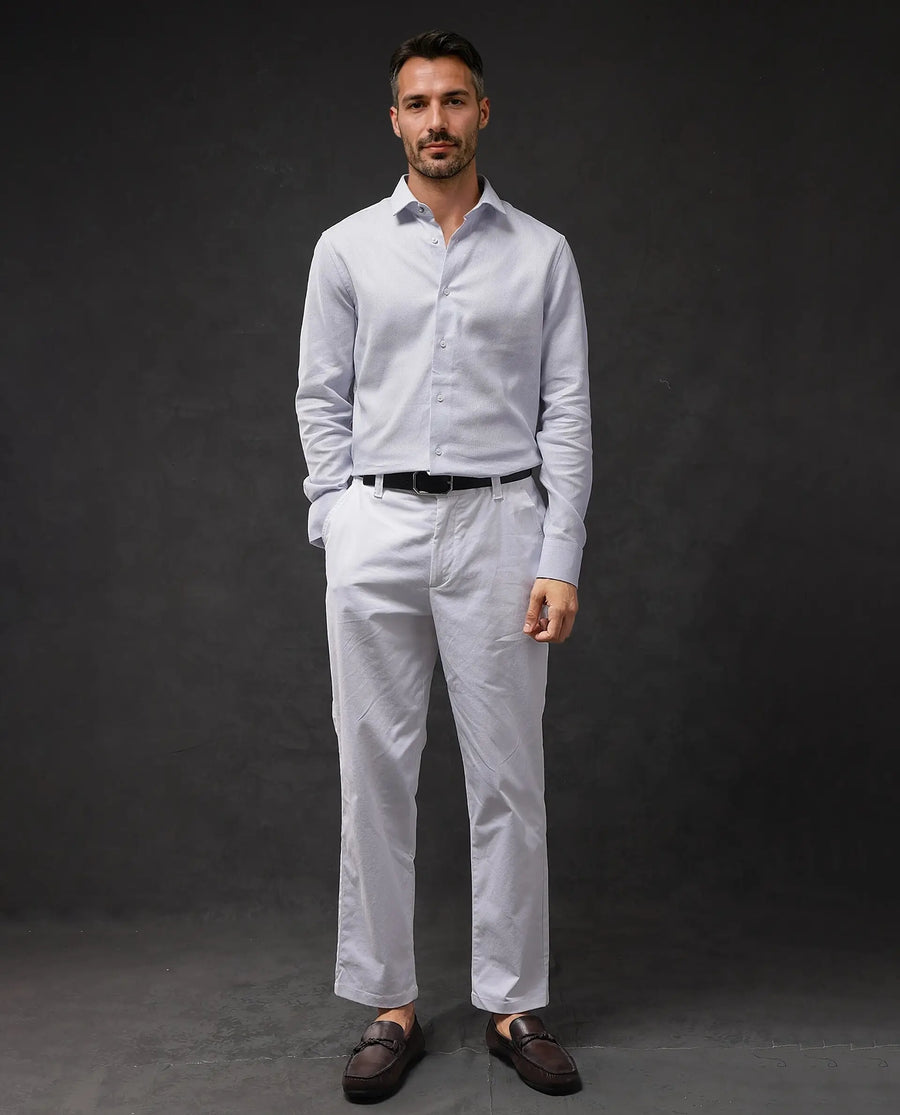 Rare Rabbit Men's Astron-1 Pastel Cotton Plain Regular Fit Full Sleeve Collared Shirt