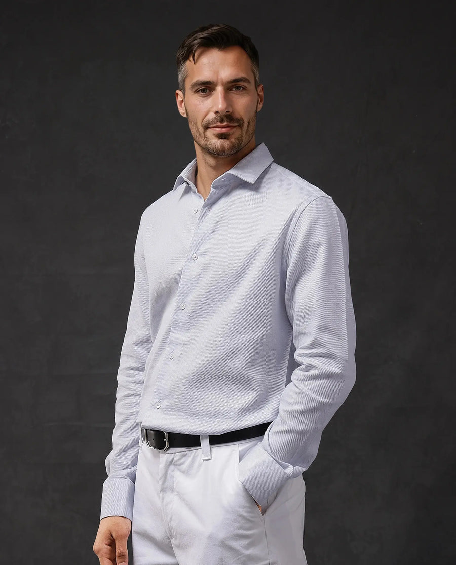 Rare Rabbit Men's Astron-1 Pastel Cotton Plain Regular Fit Full Sleeve Collared Shirt