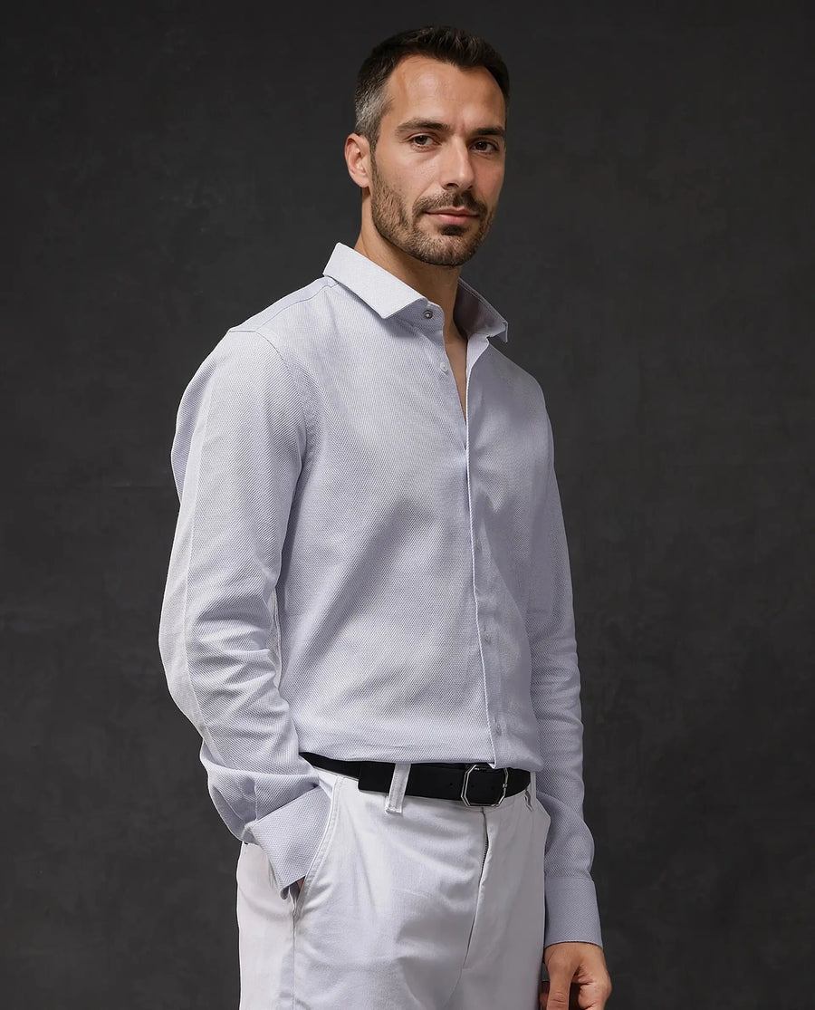 Rare Rabbit Men's Astron-1 Pastel Cotton Plain Regular Fit Full Sleeve Collared Shirt