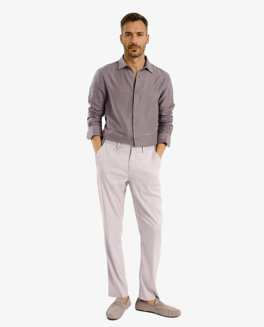 Rare Rabbit Men's Aube Dark Brown Cotton Plain Regular Fit Full Sleeve Collared Shirt