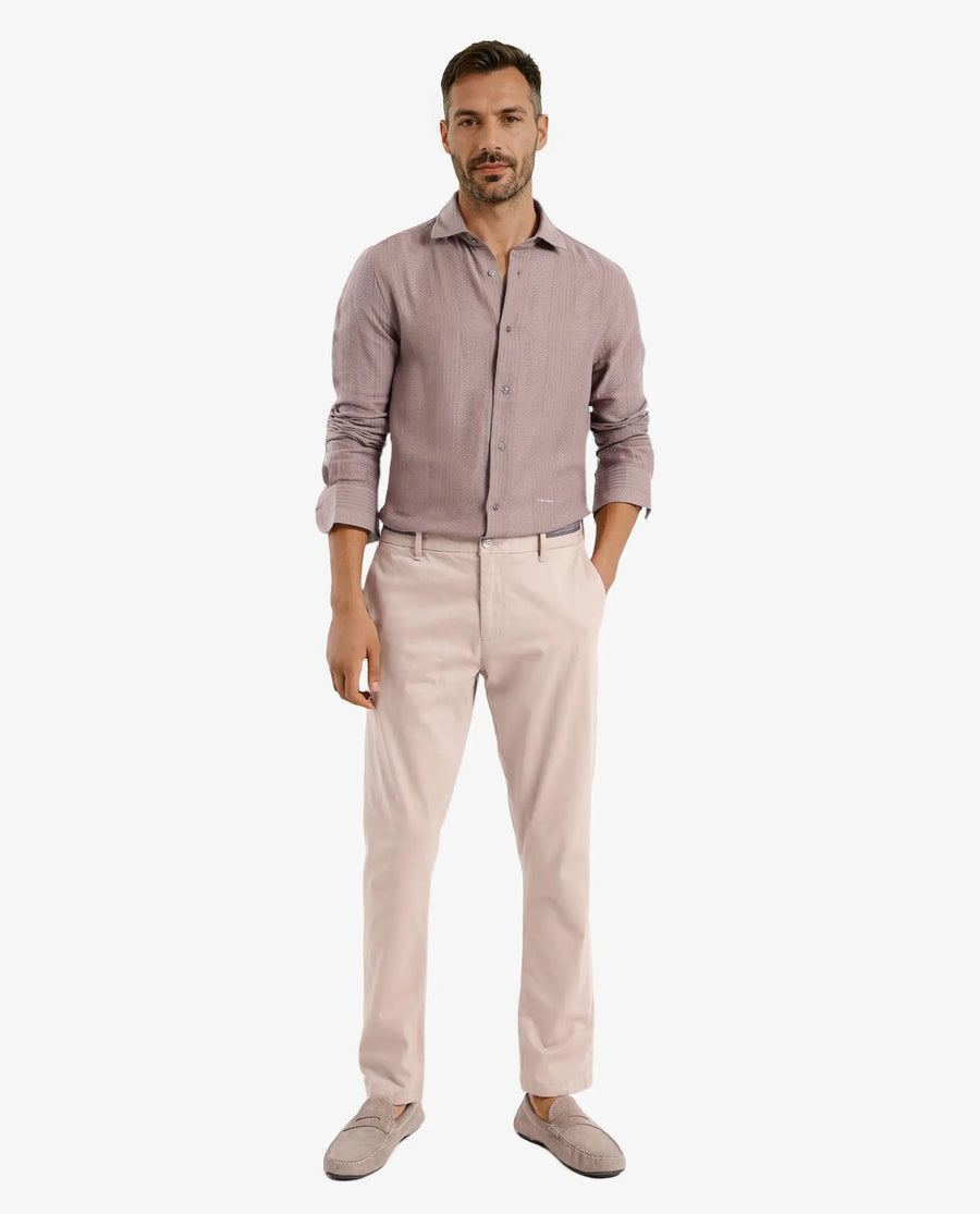 Rare Rabbit Men's Aube Light Brown Cotton Plain Regular Fit Full Sleeve Collared Shirt