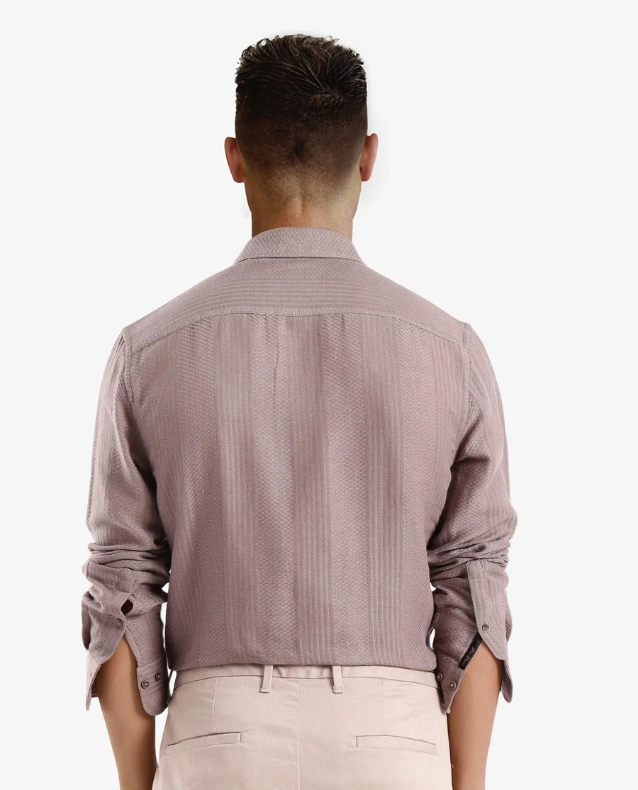 Rare Rabbit Men's Aube Light Brown Cotton Plain Regular Fit Full Sleeve Collared Shirt