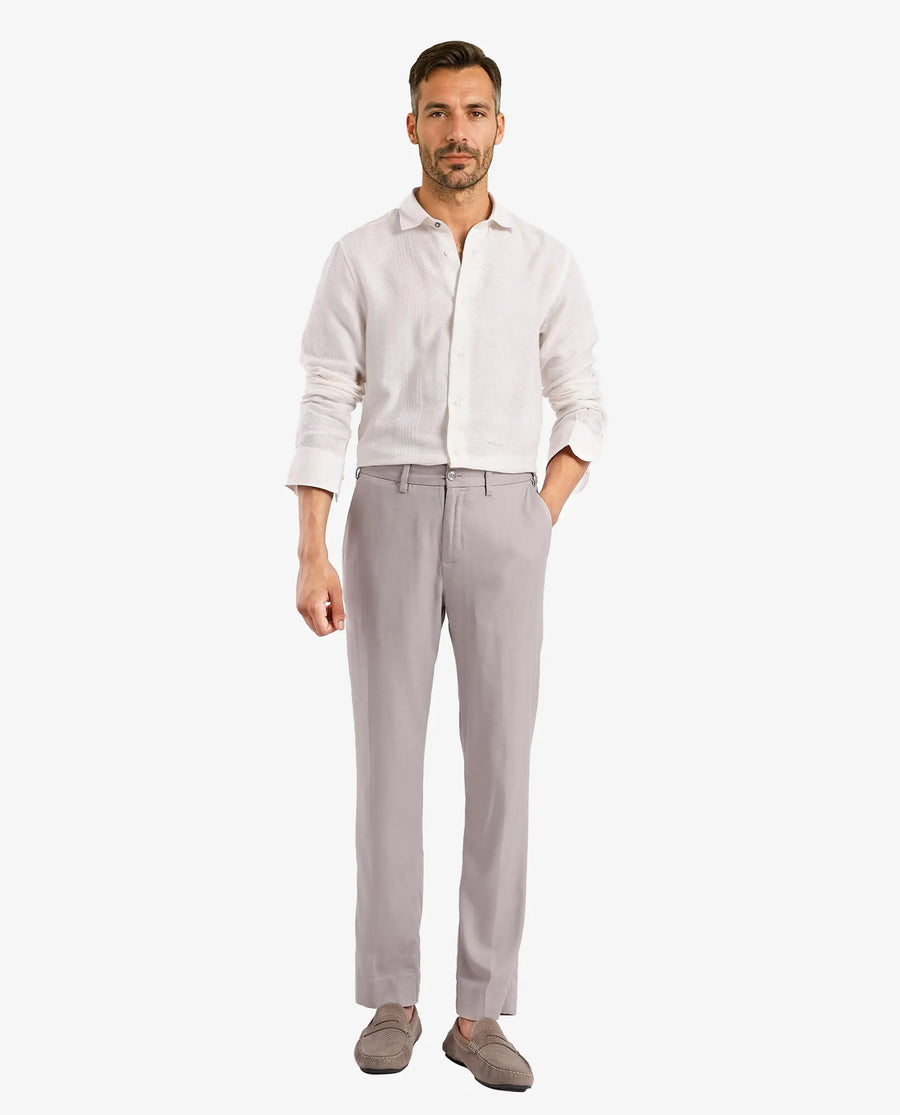 Rare Rabbit Men's Aube Off White Cotton Plain Regular Fit Full Sleeve Collared Shirt