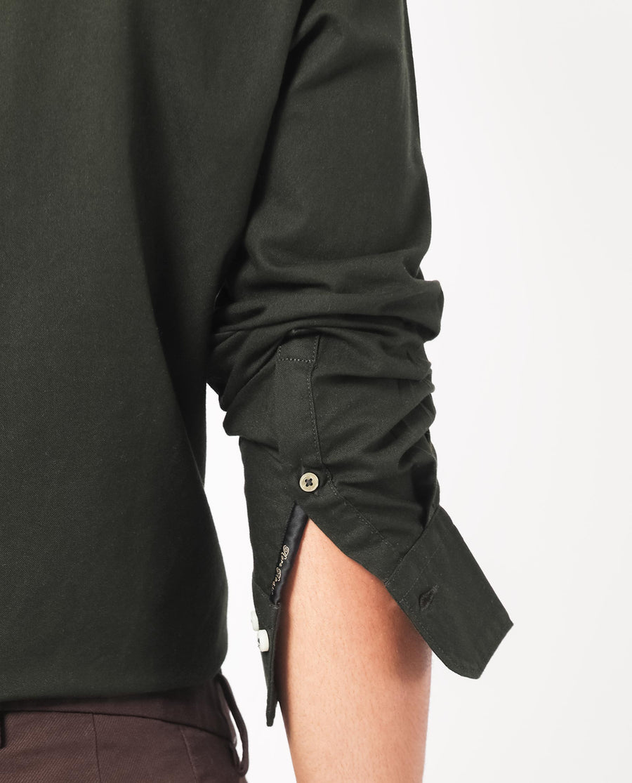 Rare Rabbit Men's Auxfo Dark Green Cotton Plain Regular Fit Full Sleeve Button-Down Collar Shirt