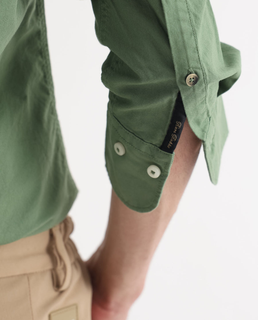 Rare Rabbit Men's Auxfo Green Cotton Plain Regular Fit Full Sleeve Button-Down Collar Shirt