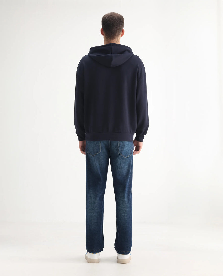 Rare Rabbit Men's Axel Blue Cotton Blend Plain Morris Regular Fit Jeans