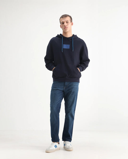 Rare Rabbit Men's Axel Blue Cotton Blend Plain Morris Regular Fit Jeans