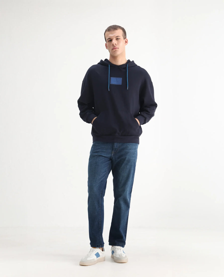 Rare Rabbit Men's Axel Blue Cotton Blend Plain Morris Regular Fit Jeans