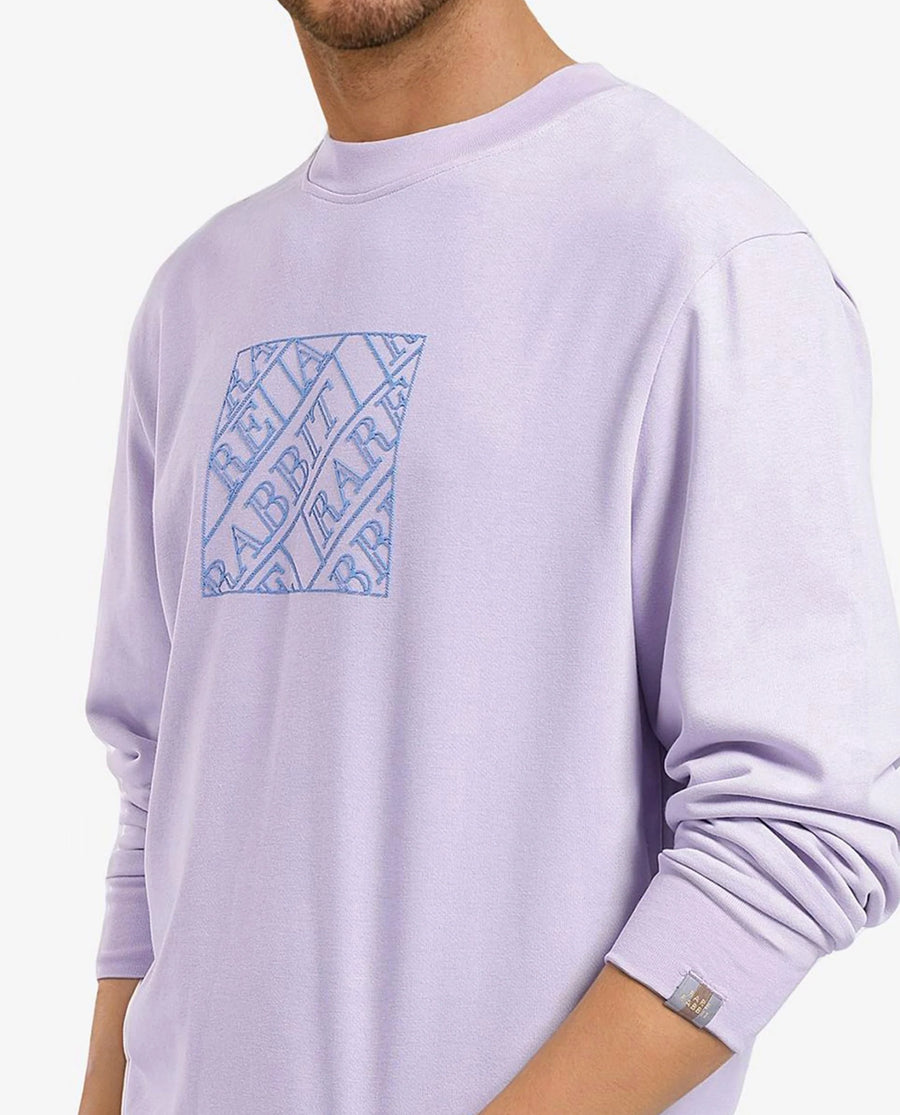Rare Rabbit Men's Axton Pastel Purple Cotton Graphic Print Regular Fit Full Sleeve Crew Neck Sweatshirt