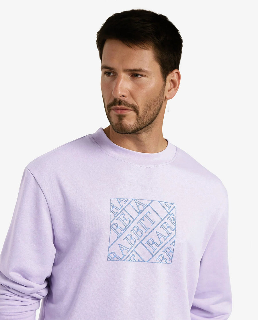 Rare Rabbit Men's Axton Pastel Purple Cotton Graphic Print Regular Fit Full Sleeve Crew Neck Sweatshirt