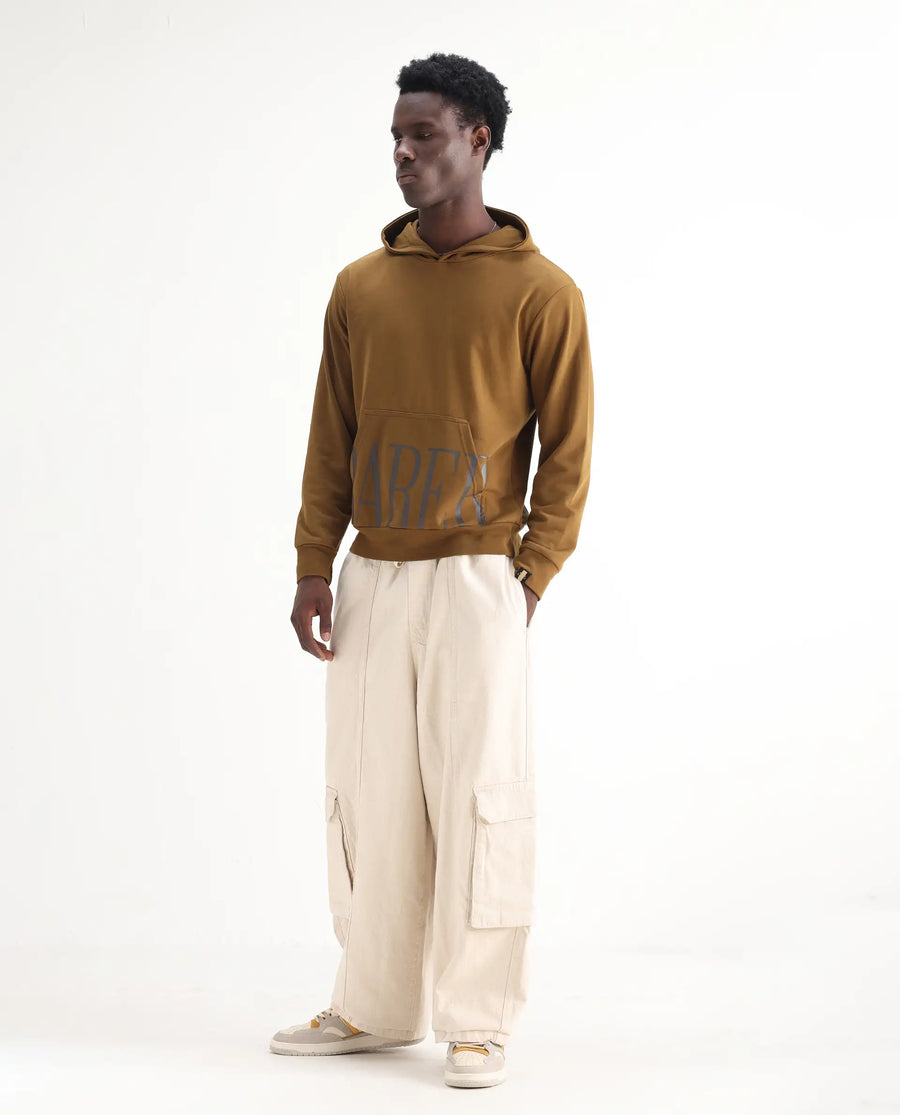 Rare Rabbit Men's Azort Beige Cotton Plain Baggy Fit Jeans