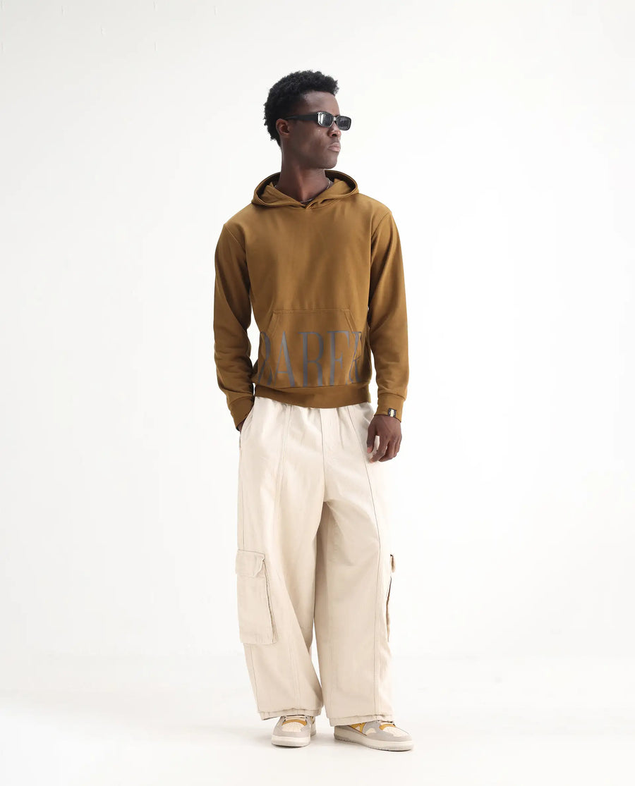 Rare Rabbit Men's Azort Beige Cotton Plain Baggy Fit Jeans