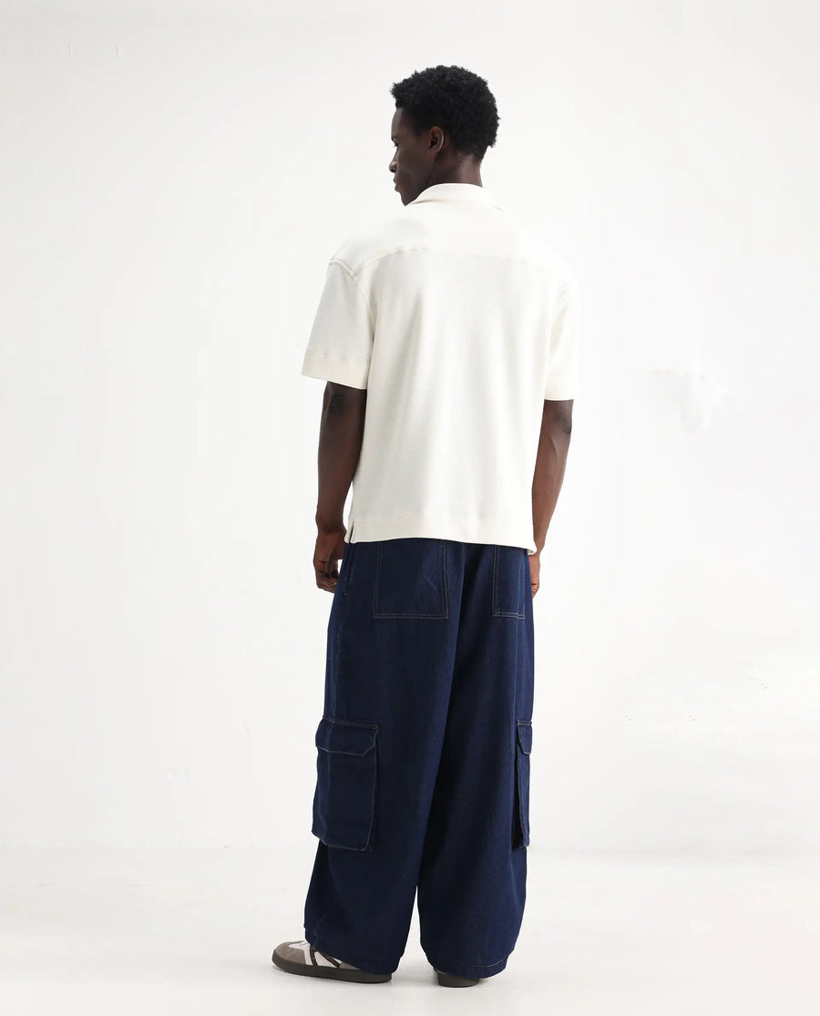 Rare Rabbit Men's Azort Blue Cotton Plain Baggy Fit Jeans