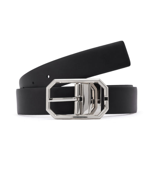 Rare Rabbit Men's Lionor Black Belt Leather