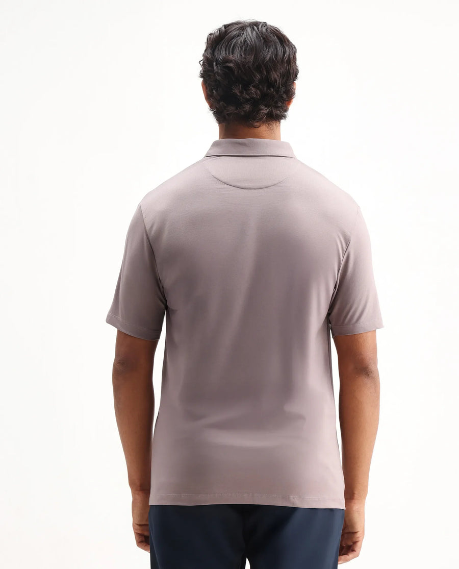 Rare Rabbit Men's Badger-2 Dusky Pink Cotton Plain Regular Fit Half Sleeve Polo