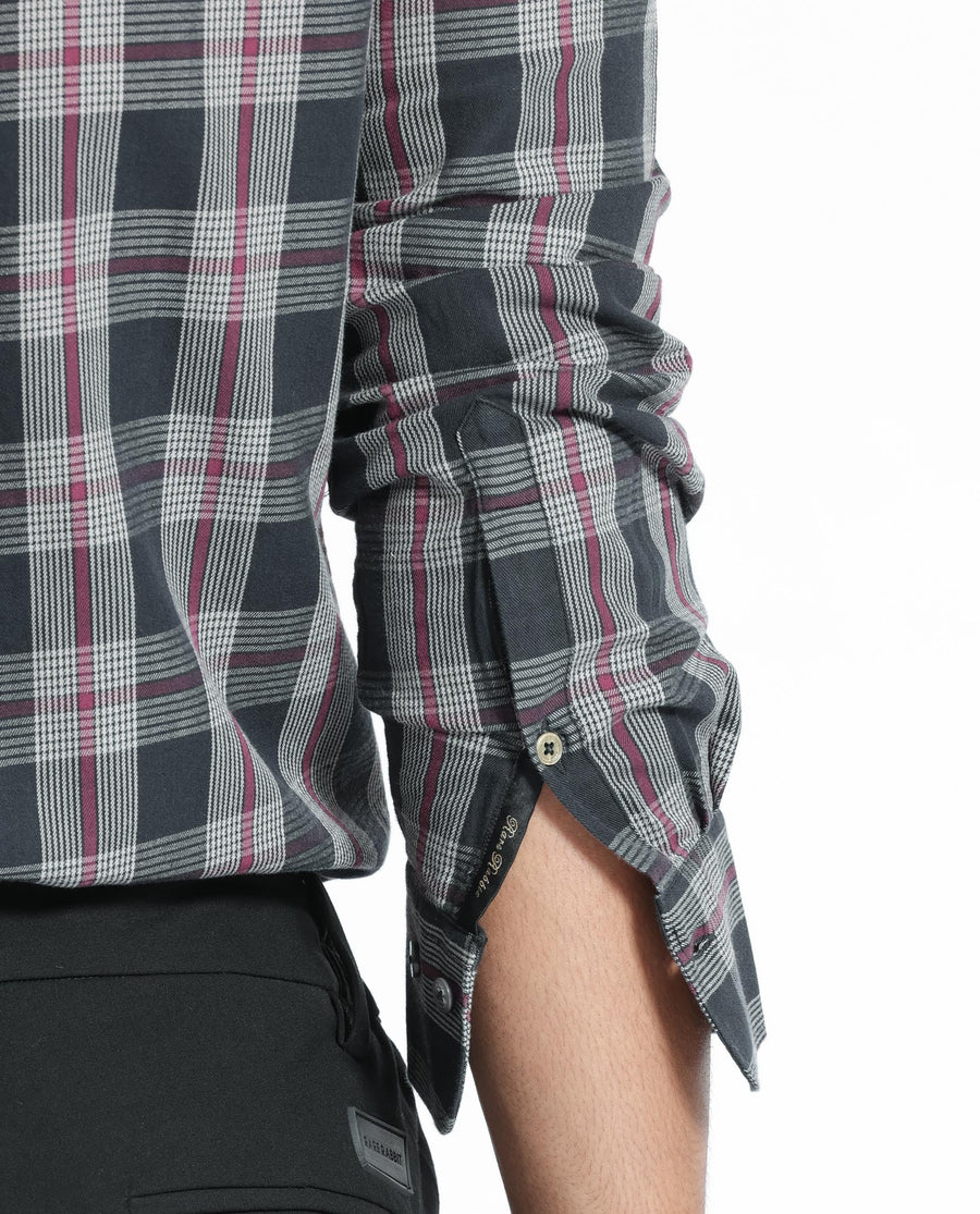 Rare Rabbit Men's Bale Black Cotton Checked Print Regular Fit Full Sleeve Collared Shirt