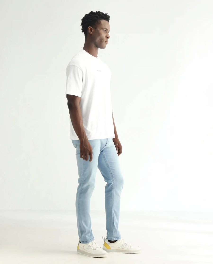 Rare Rabbit Men's Baltoy Blue Cotton Plain Hawk Slim Fit Jeans