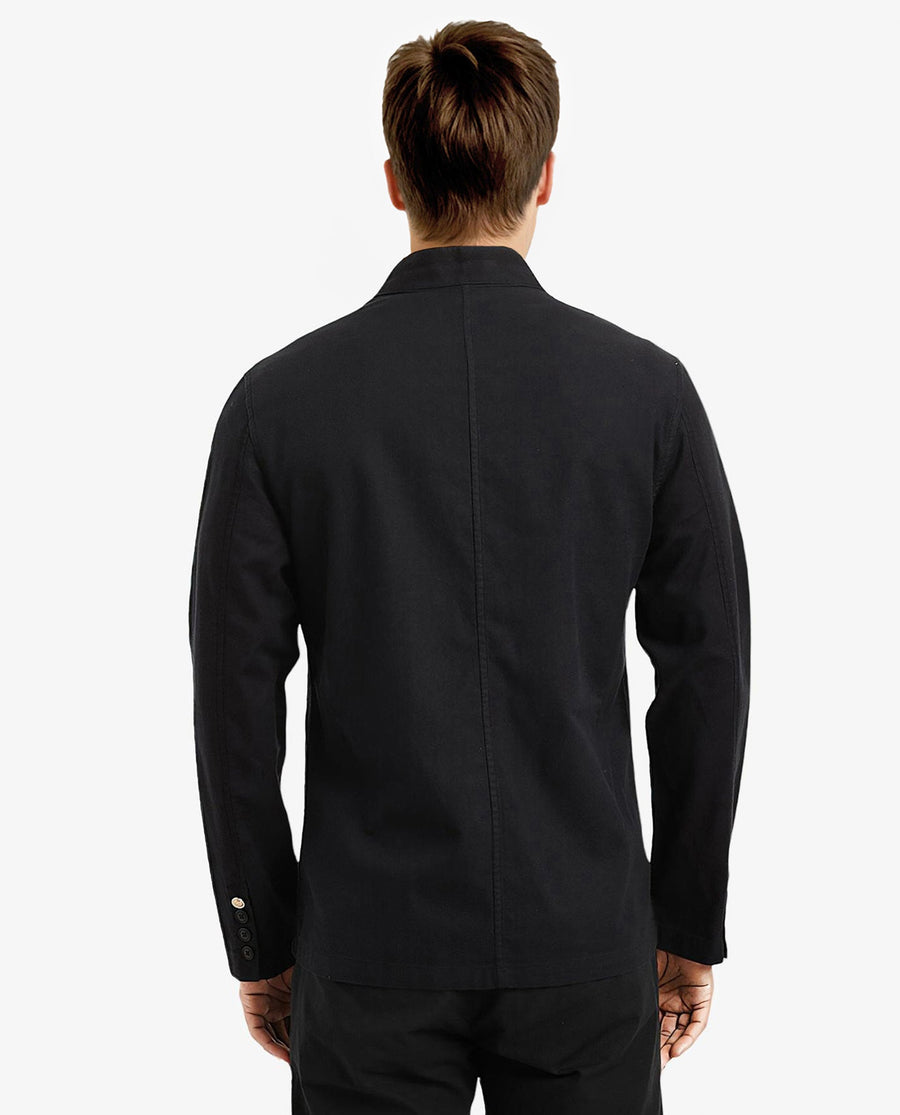Rare Rabbit Men's Bastein Navy Cotton Plain Relaxed Fit Full Sleeve Mandarin Collar Jacket